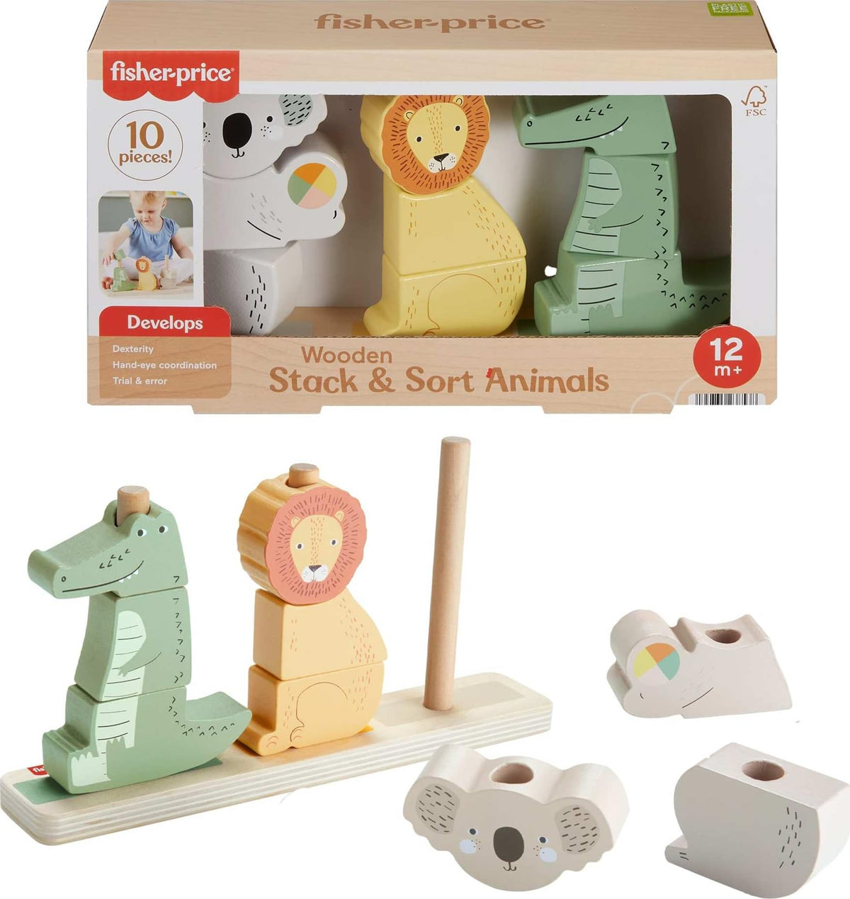 Fisher Price Wood Stack &amp; Sort Animals