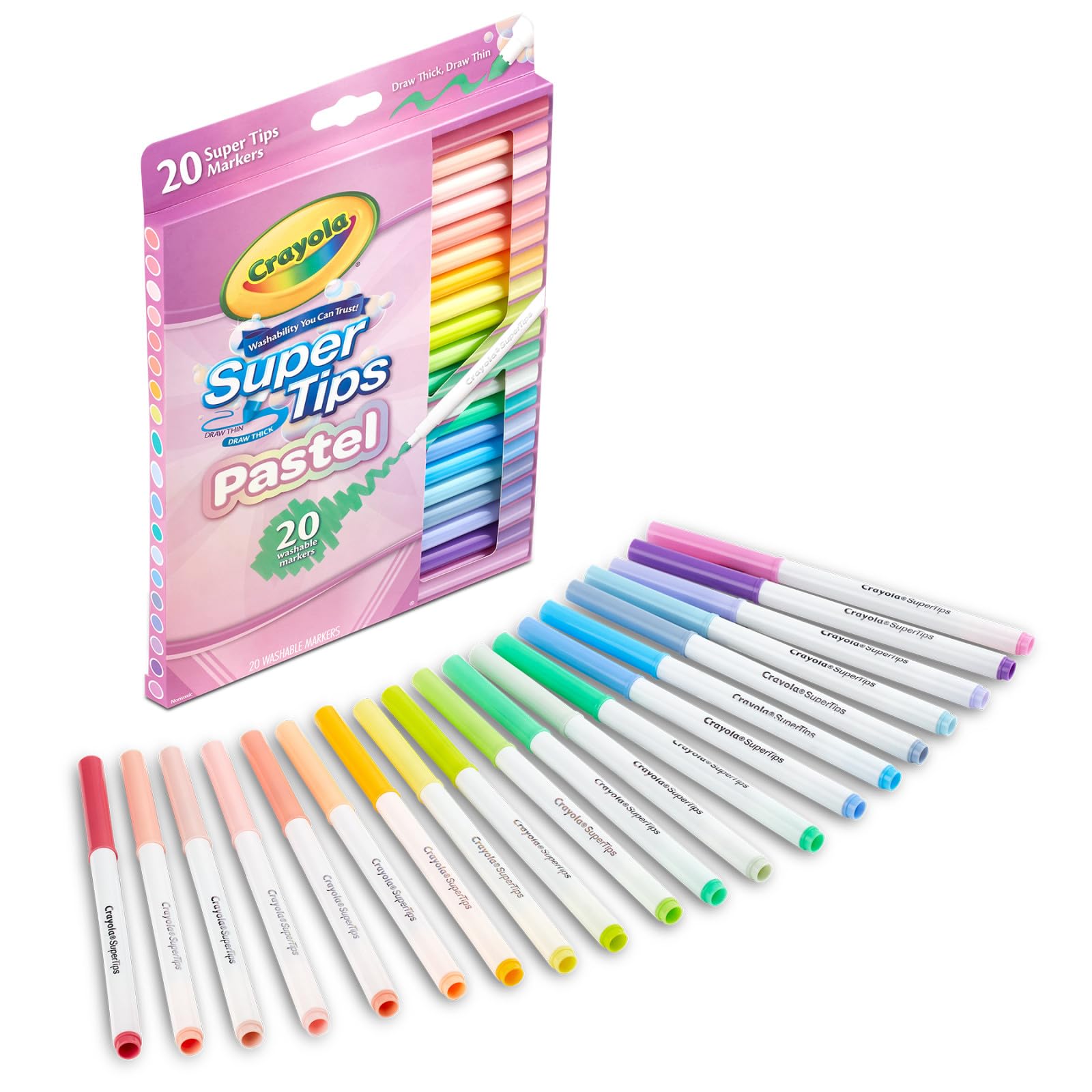 Crayola 20pk Super Tip Washable Markers PASTEL COLOURS