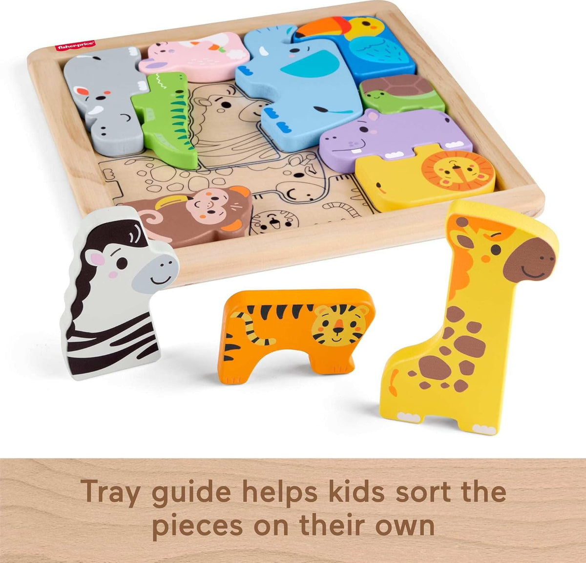 Fisher Price Wooden Jigsaw Puzzle 12pcs Animals