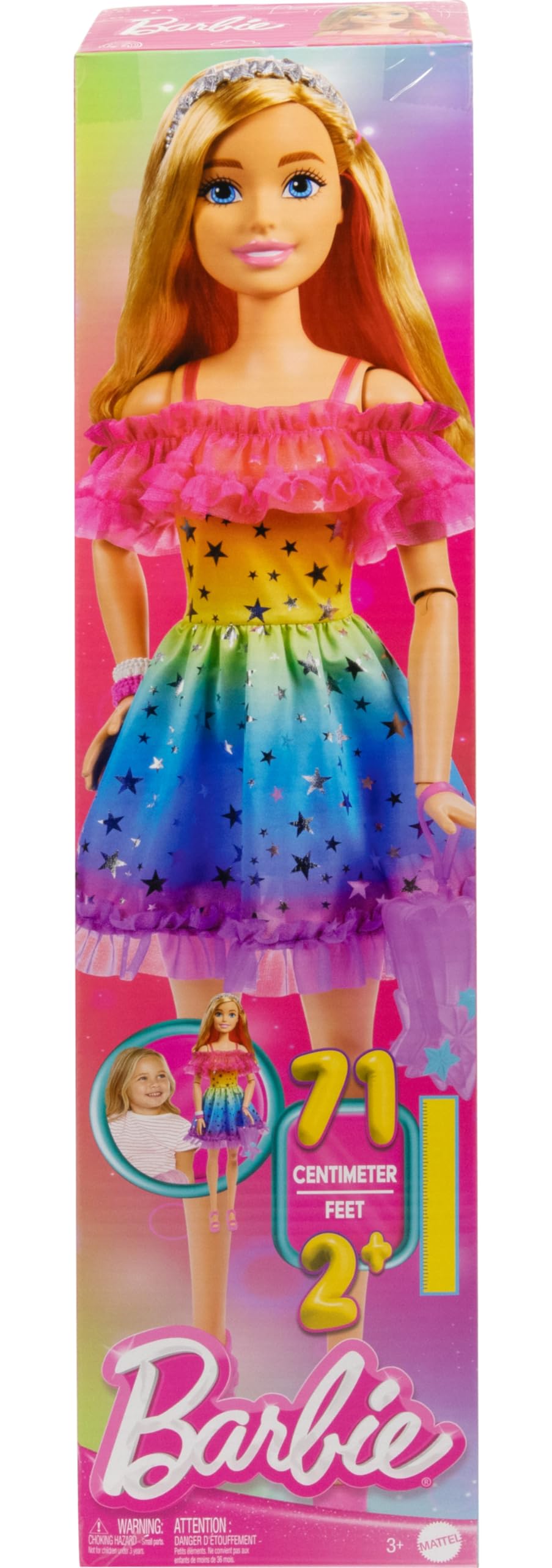 Barbie 28 inch Doll Caucasian - Rainbow Star Design Dress