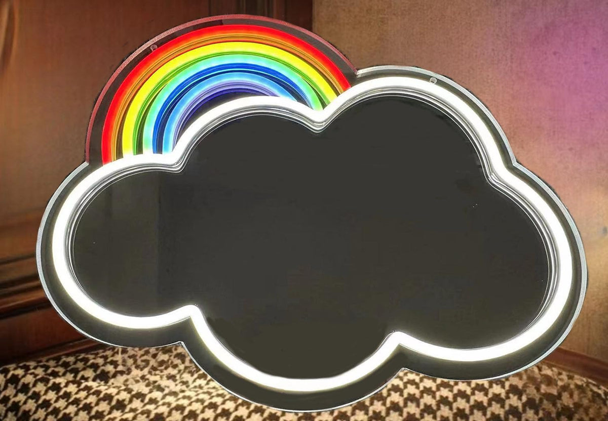 Neon Light Mirror RAINBOW WITH CLOUDS
