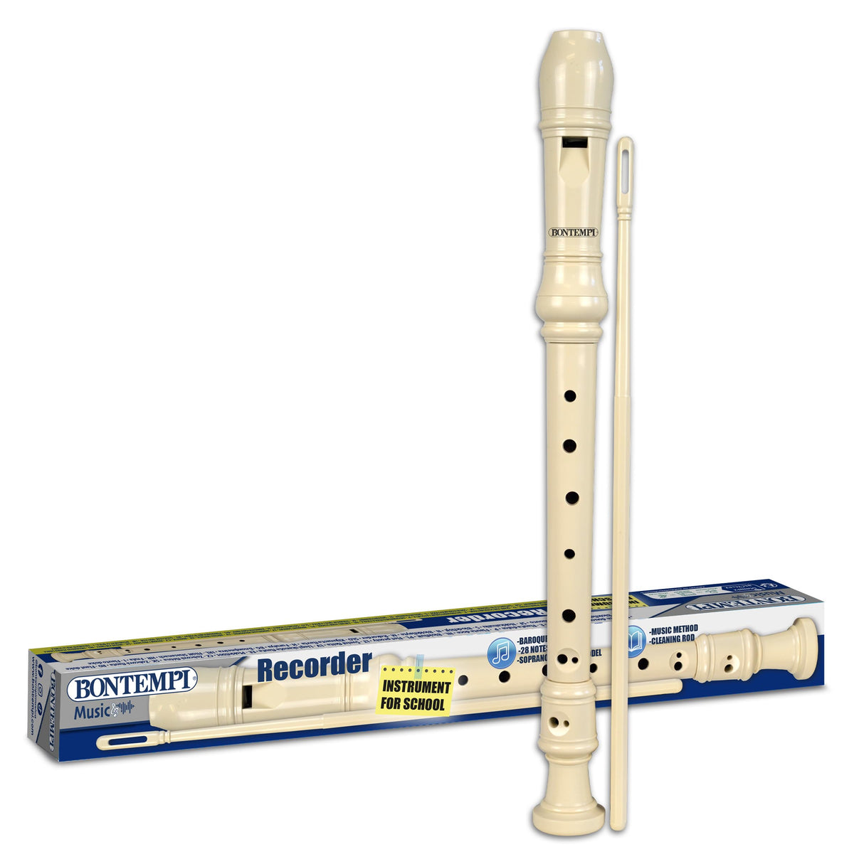 Bontempi Recorder Ivory with Baroque Fingering