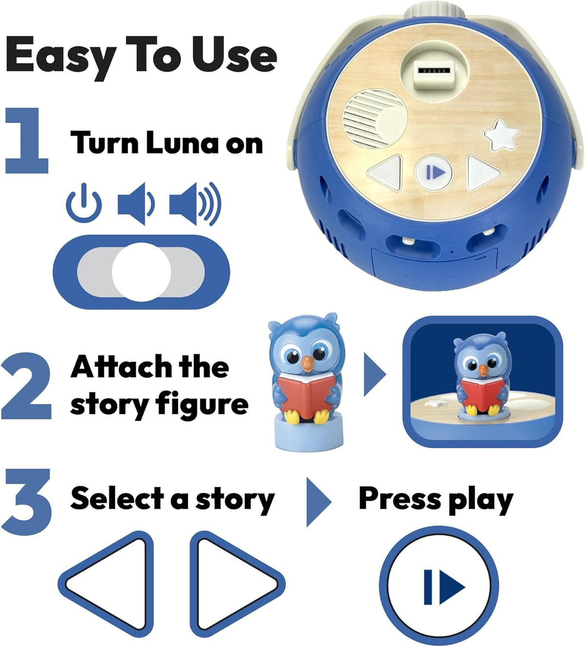 Luna Storytime Projector (USB-C cable incl or req 4 x AA batteries)