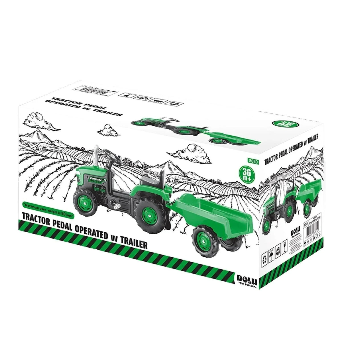 Dolu Pedal Tractor &amp; Trailer Green