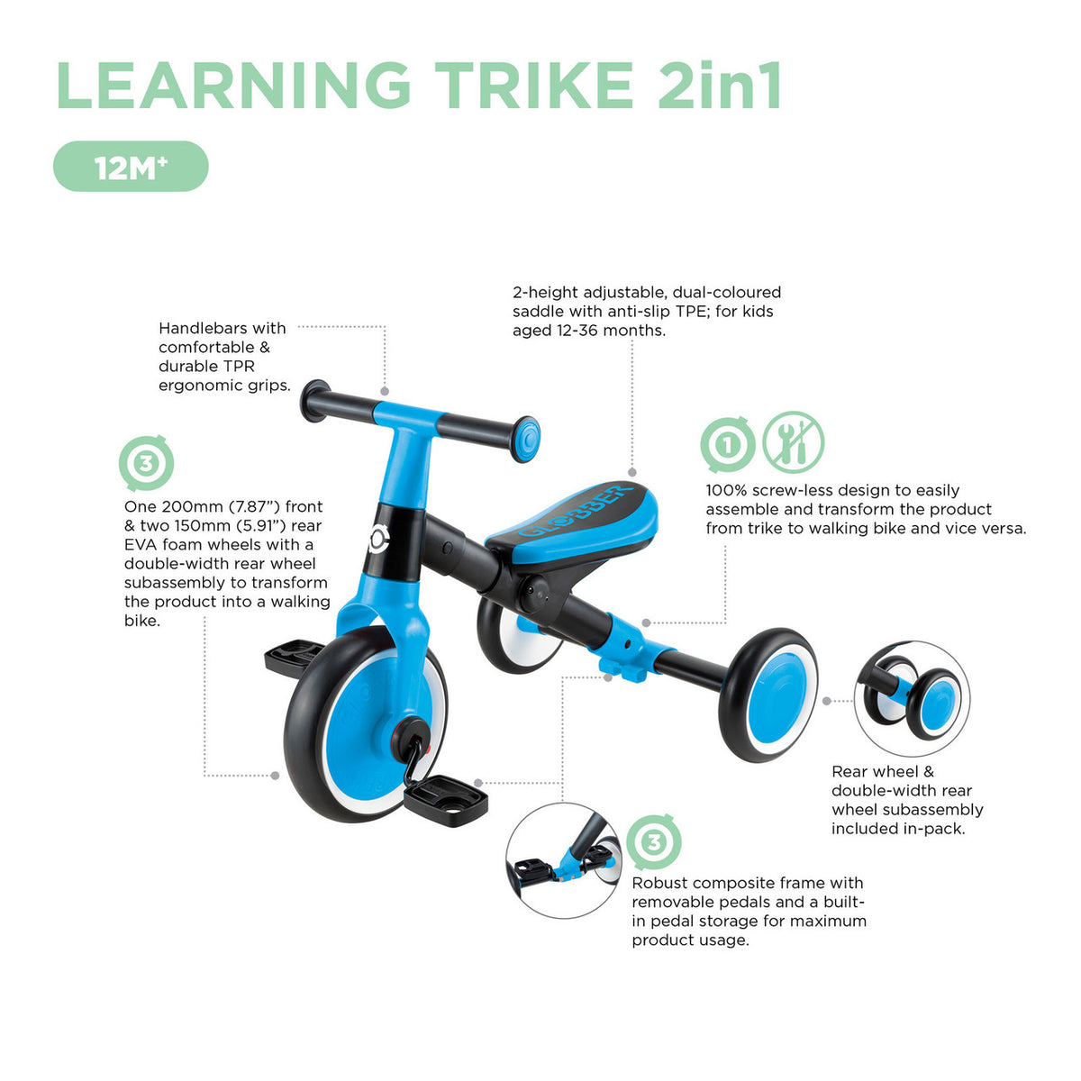 Globber Learning Trike 2 in 1 - MINT