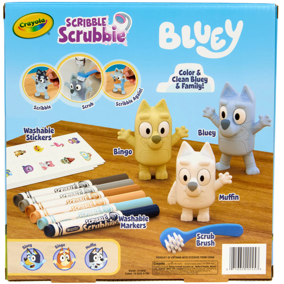 Scribble Scrubbie Bluey 3pce Play Set