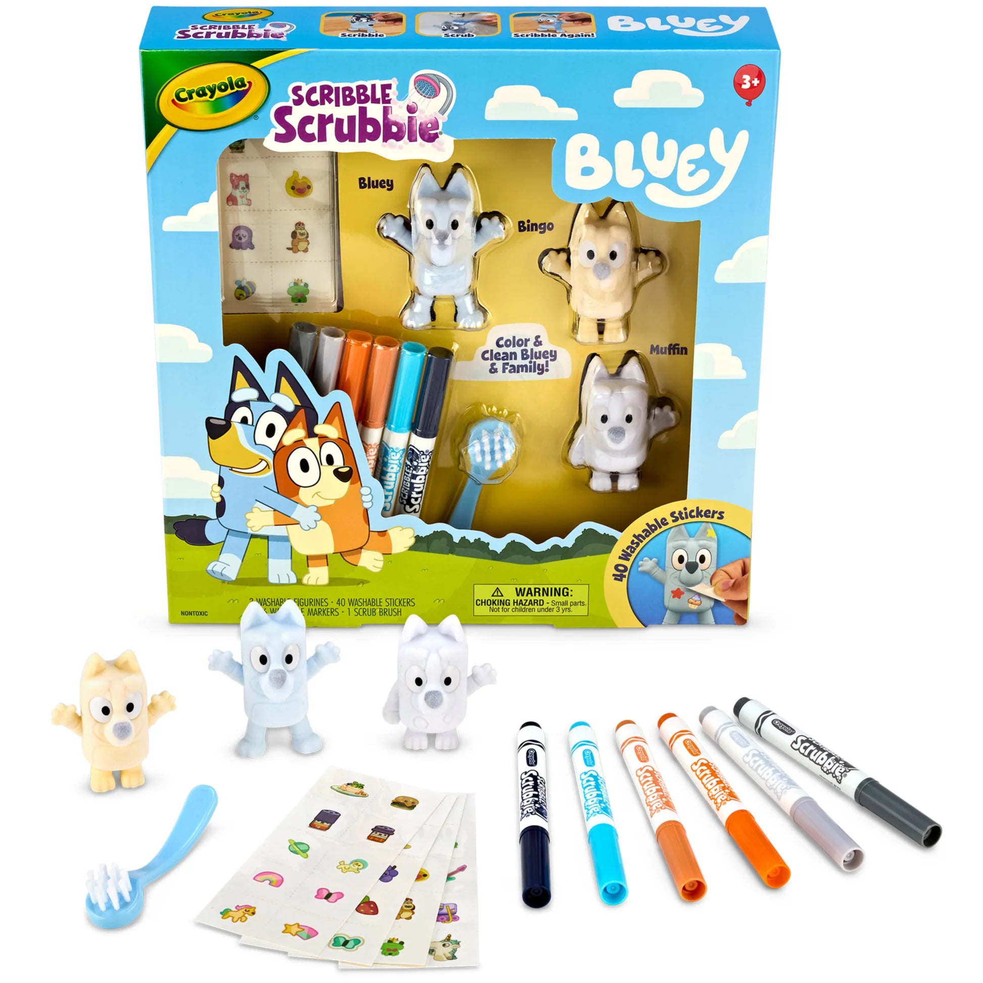 Scribble Scrubbie Bluey 3pce Play Set