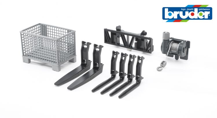Bruder 02318 Box Accessories -Type Pallet, Winch and Front Loader Forks