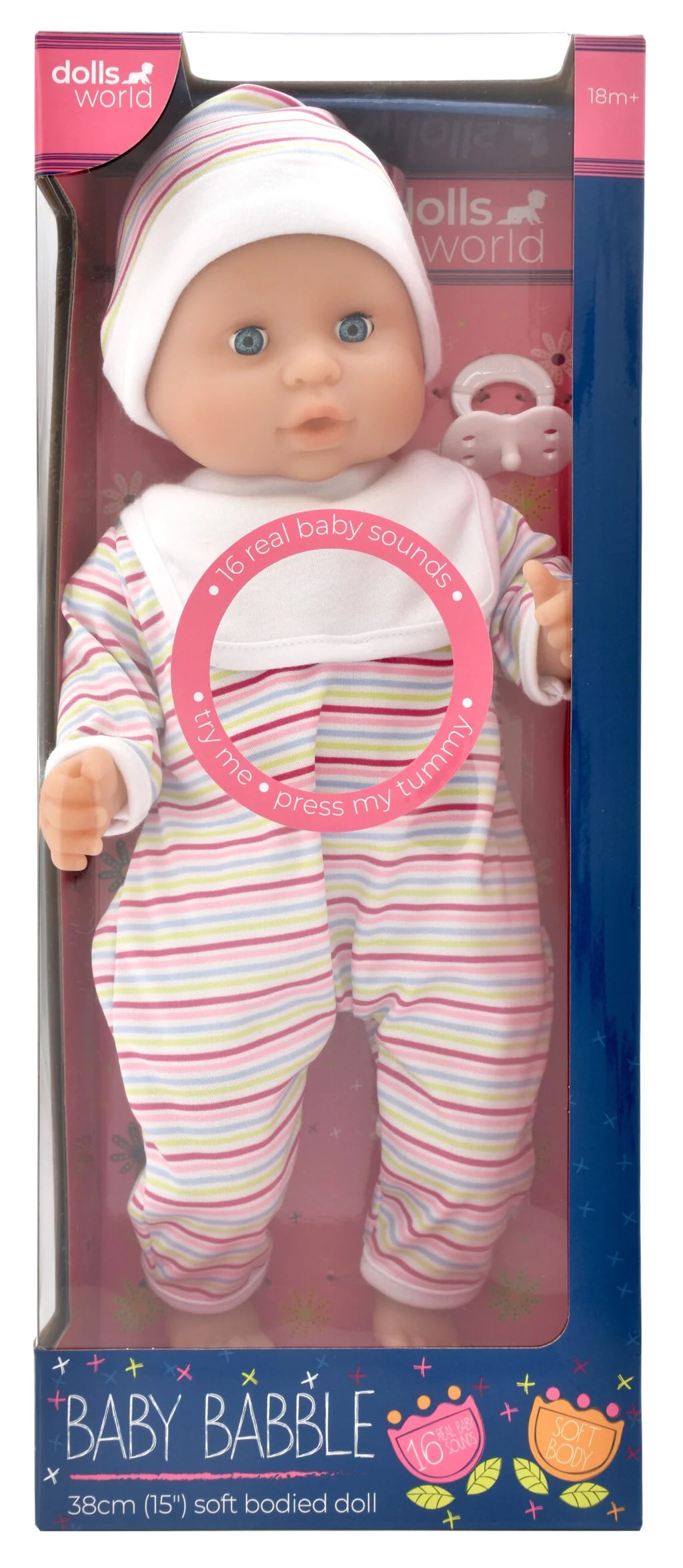 Dolls World Baby Babble 38cm - Demo Batteries Included