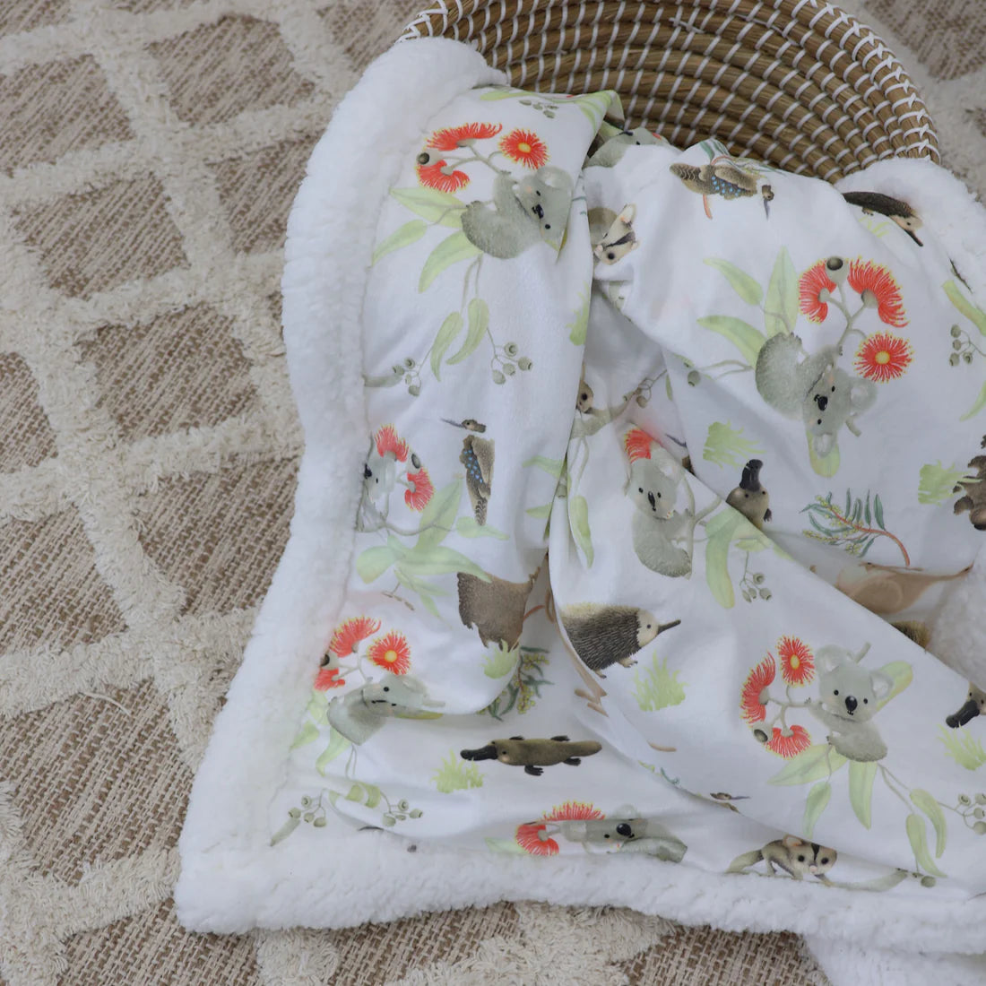 Bubba Blue Aussie Animals Cuddle Blanket Oatmeal 70cm x 90cm