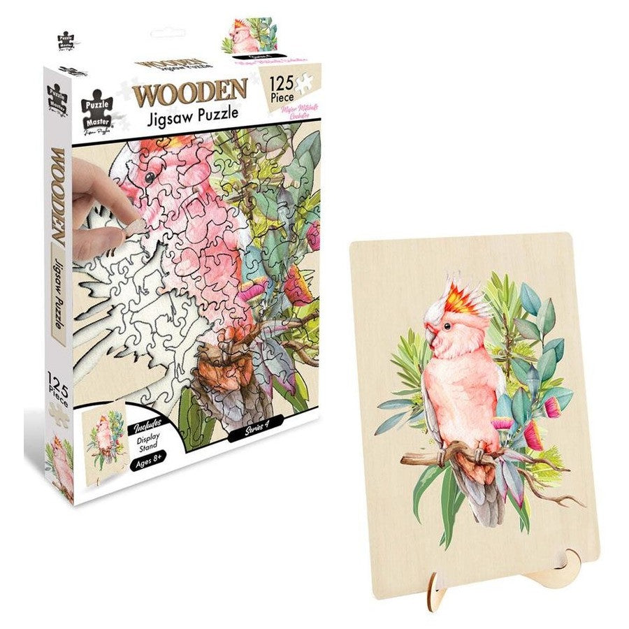 Puzzle Master Wooden Jigsaw 125pc Major Mitchell&#39;s Cockatoo