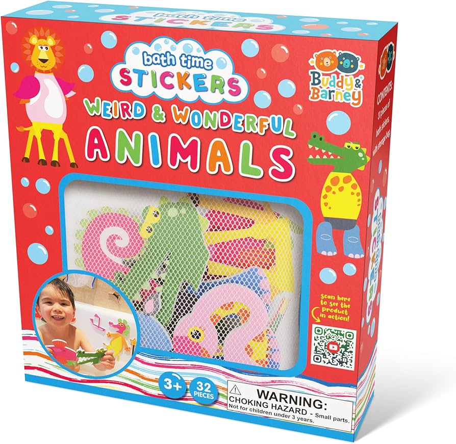 Buddy &amp; Barney Bath Time Stickers with Storage Bag ANIMALS