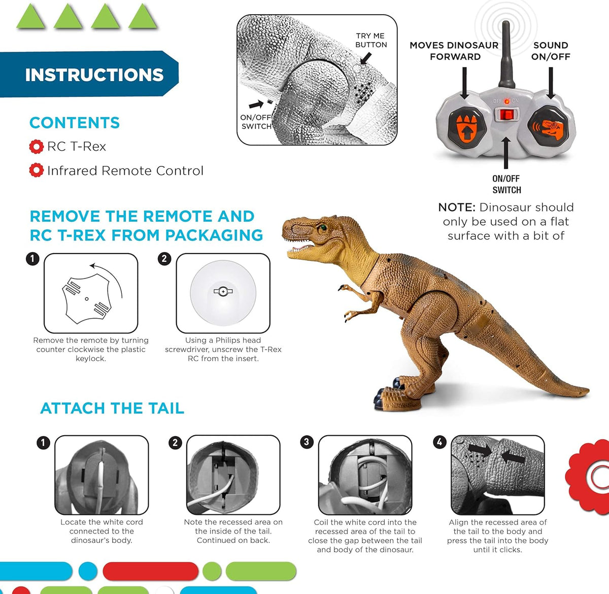 Discovery Toy RC T-Rex Dinosaur req 2 AAA, 3 AA batteries