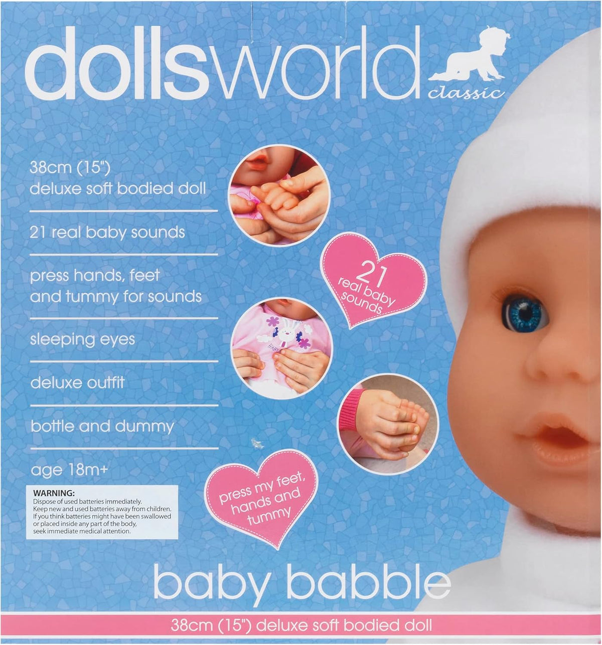Dolls World Baby Babble demo batteries included