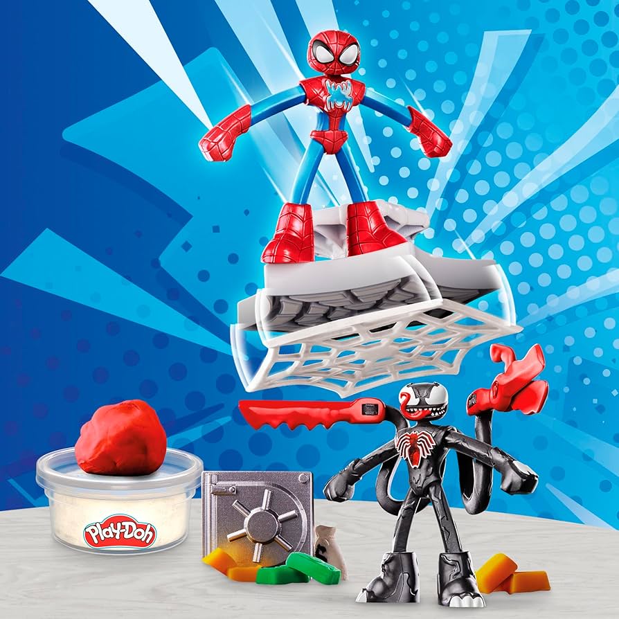Play Doh Marvel Spiderman Launch &amp; Slice Battle Playset