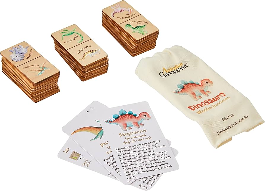 Australian Geographic Wooden Dominoes - Dinosaurs