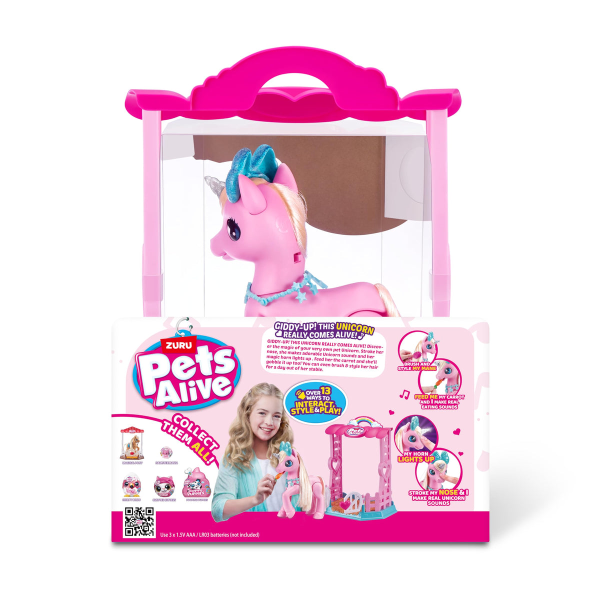 Zuru Pet&#39;s Alive My Magical Unicorn &amp; Stable Playset Req 3 AAA Batteries