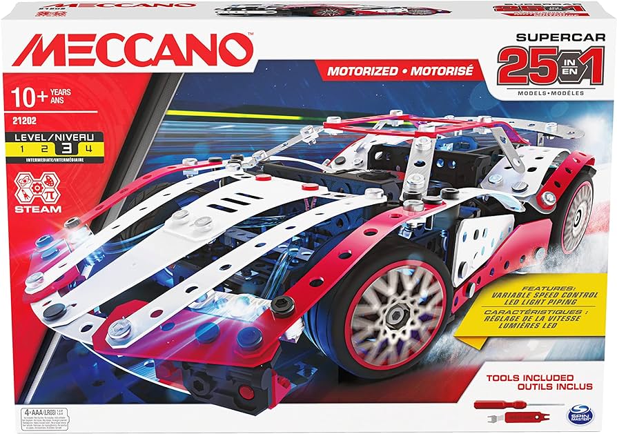 Meccano 25 models Supercar Set Req 4 AAA Batteries