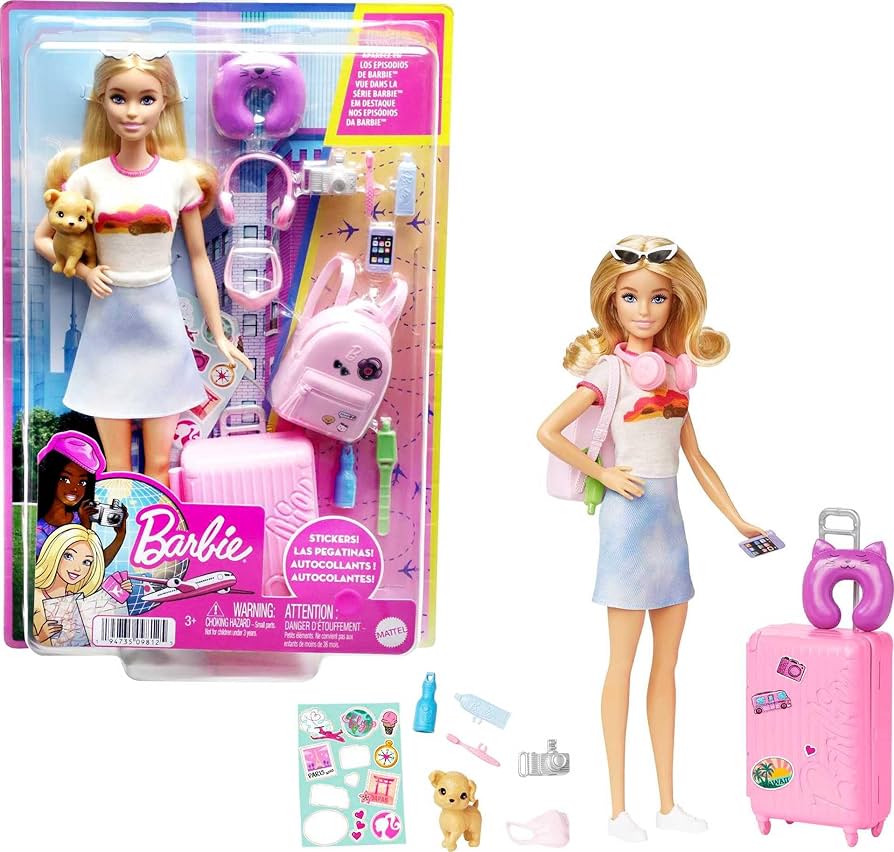 Barbie Doll and Accessories Travel Set with Puppy