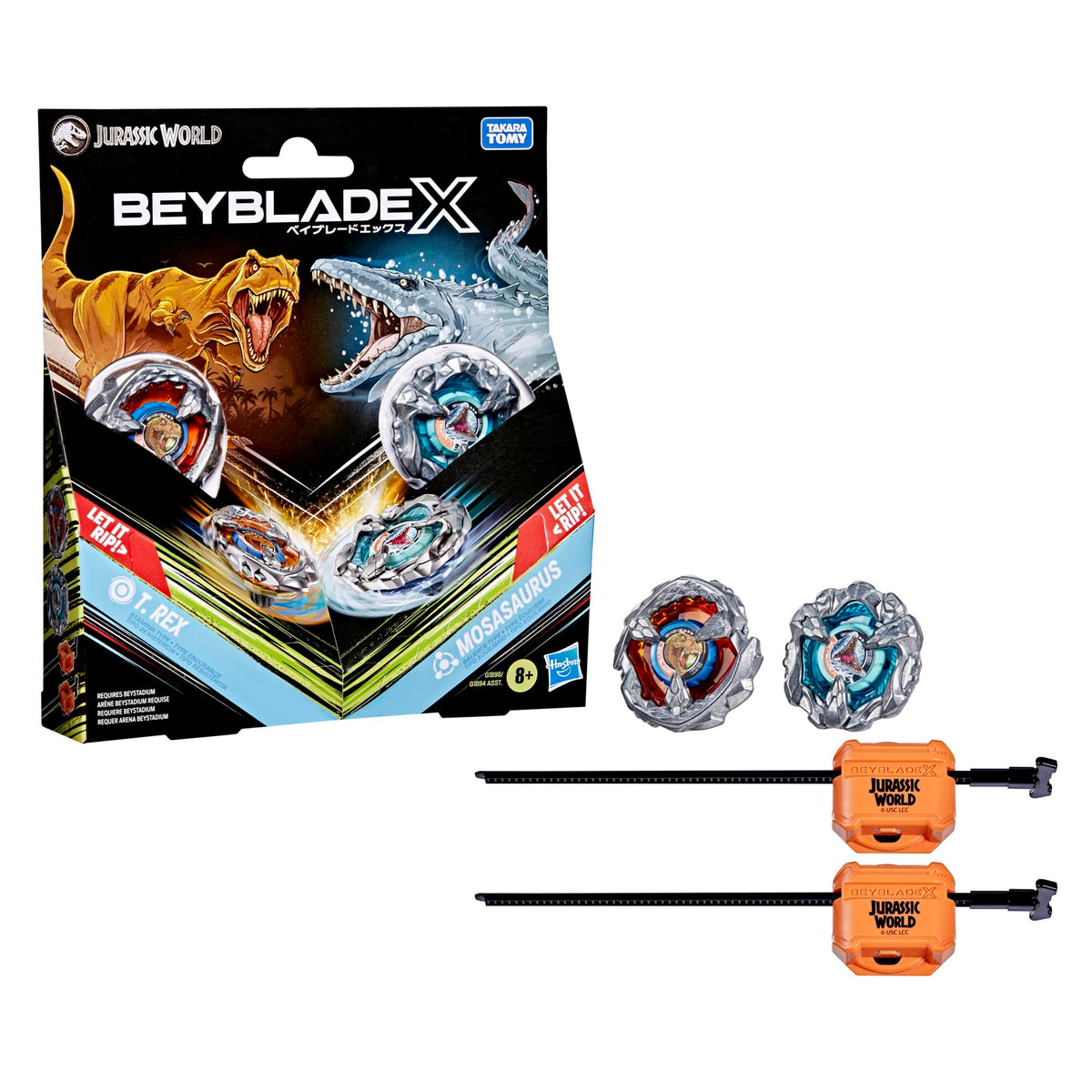 Beyblade X Jurassic World T-Rex vs Mosasaurus