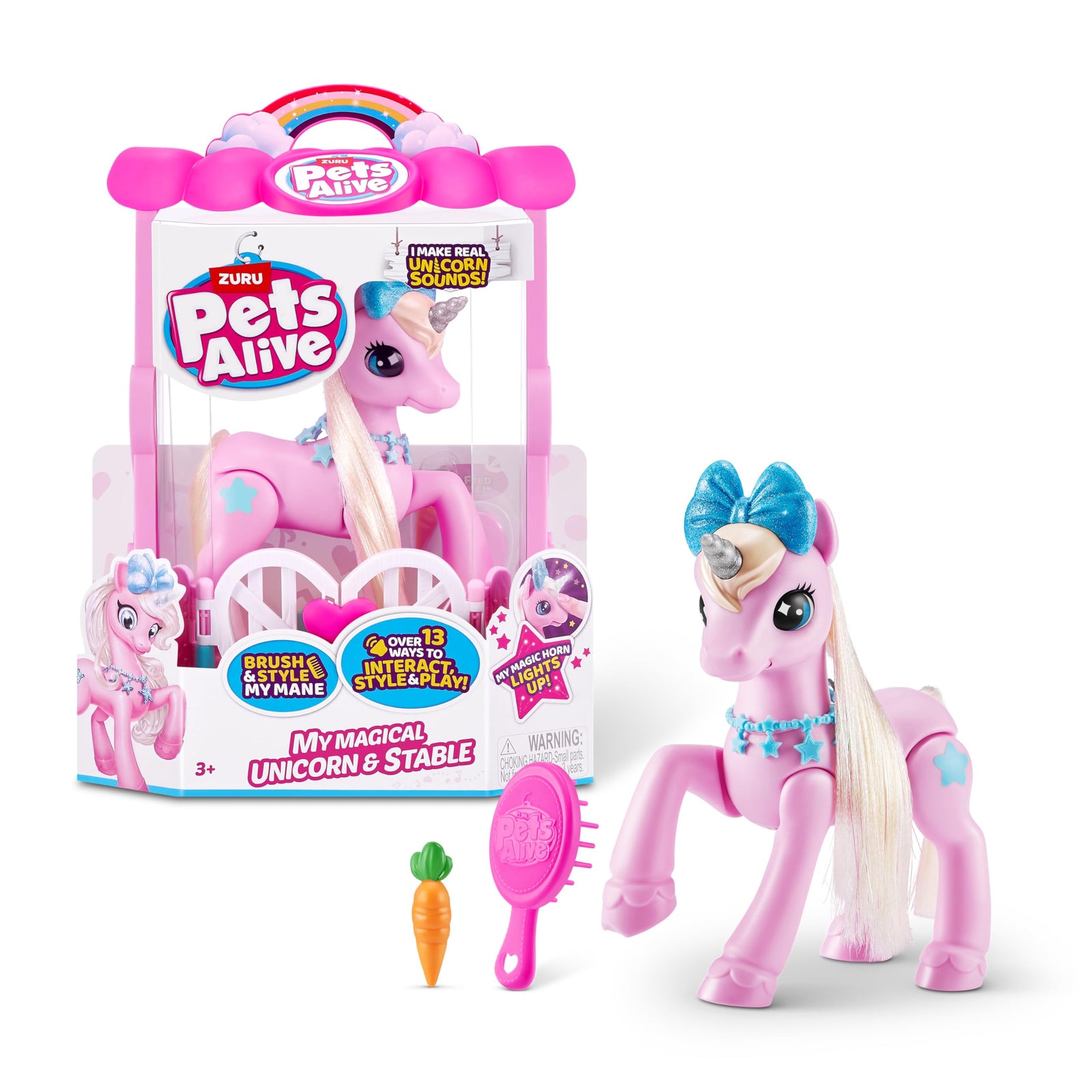 Zuru Pet's Alive My Magical Unicorn & Stable Playset Req 3 AAA Batteries
