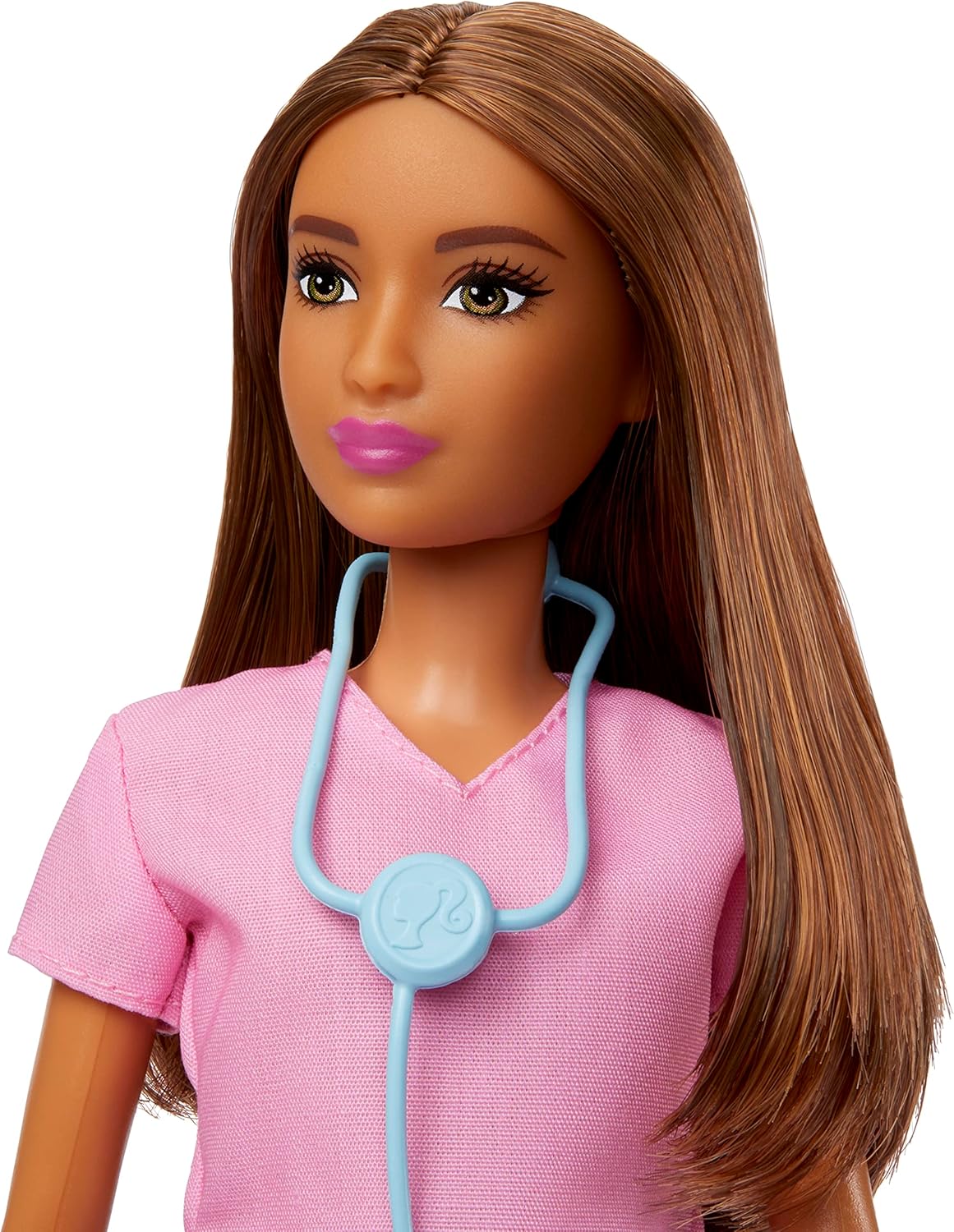 Barbie You Can Be Anything Doll - Professional Doctor Brunette, pink top, purple pants