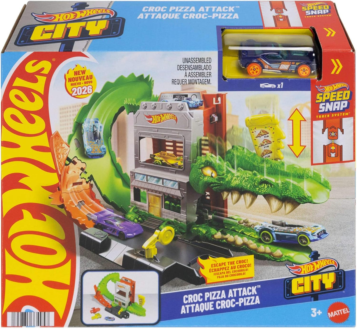 Hot Wheels City Nemesis Croc Pizza Attack Playset
