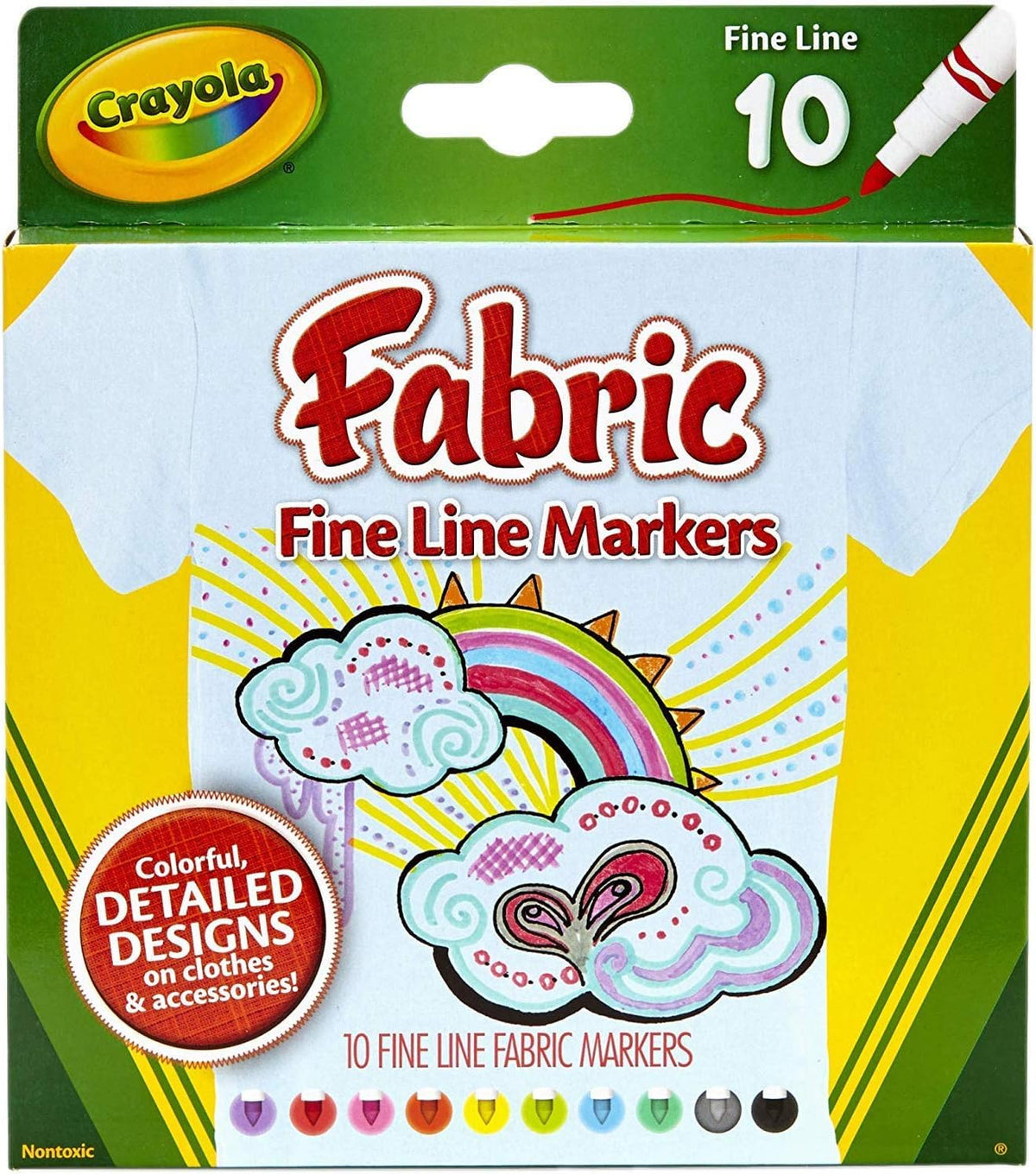 Crayola 10ct Fabric Markers Fine Line