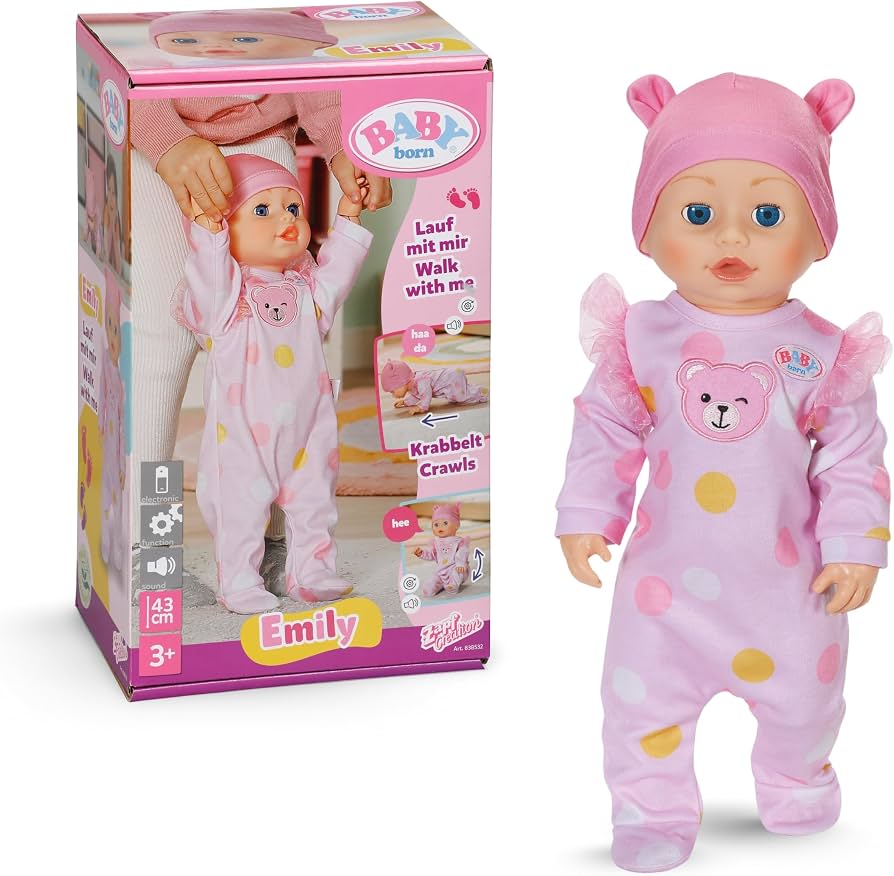 Baby Born Walk With Me EMILY 43cm (3xAA Batteries Req)