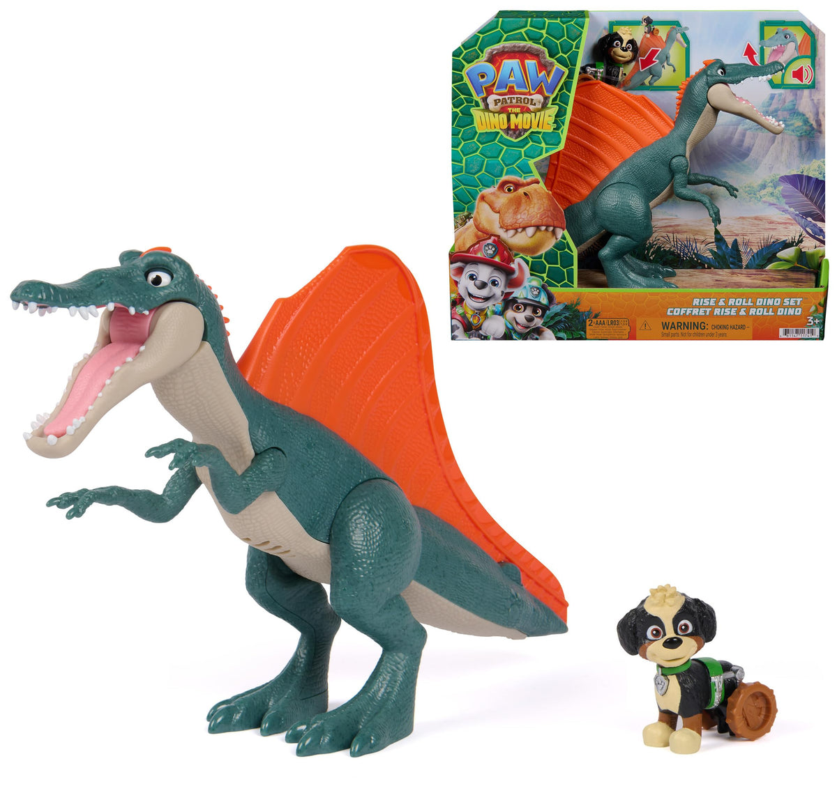 Paw Patrol The Dino Movie Rise &amp; Roll Dino Set