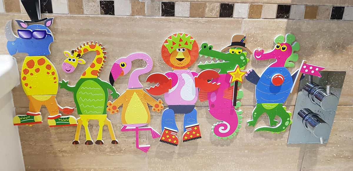 Buddy &amp; Barney Bath Time Stickers with Storage Bag ANIMALS