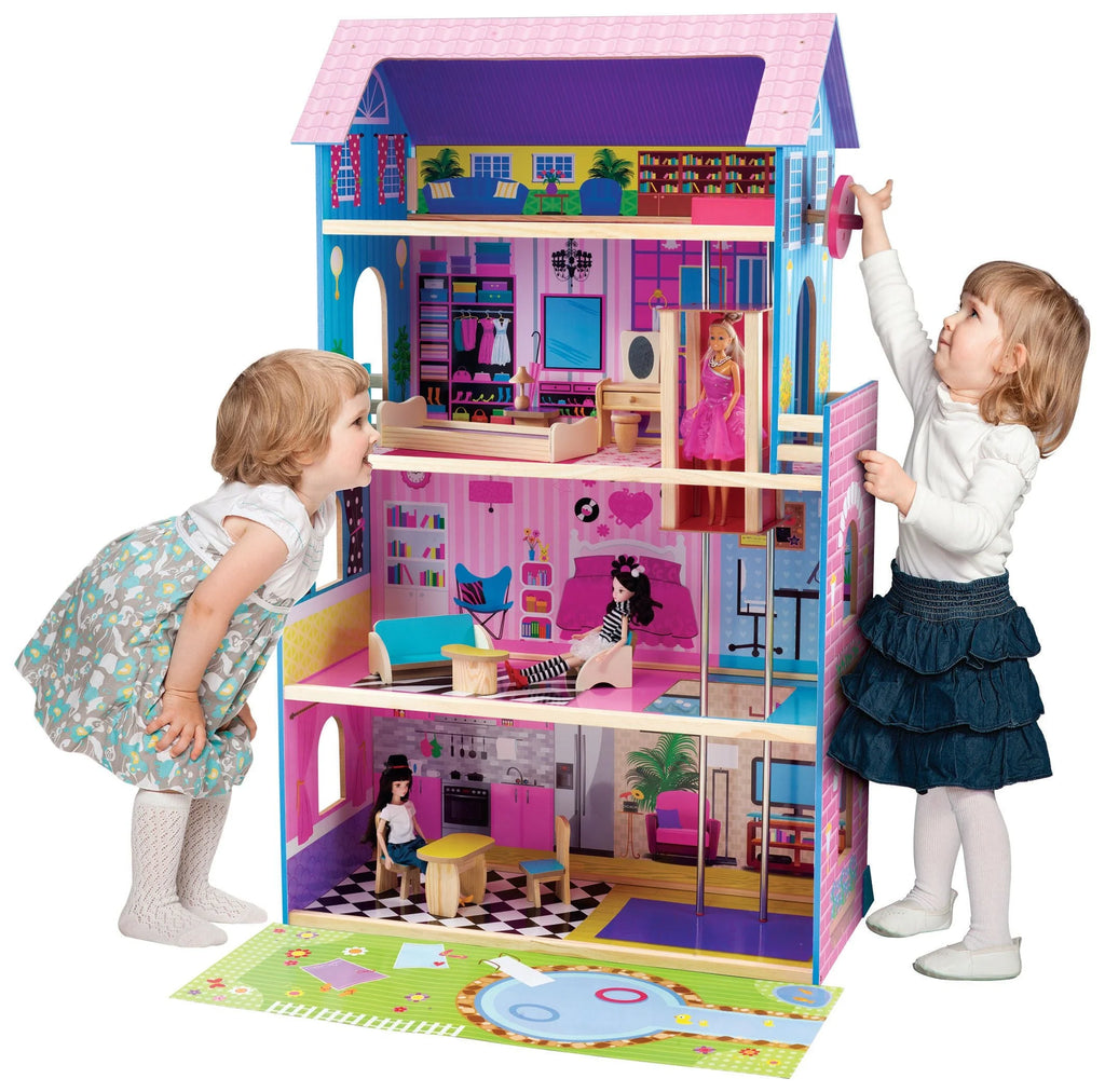 Wooden Doll House Furniture 4 Level with Elevator Warrnambool Toys and Baby