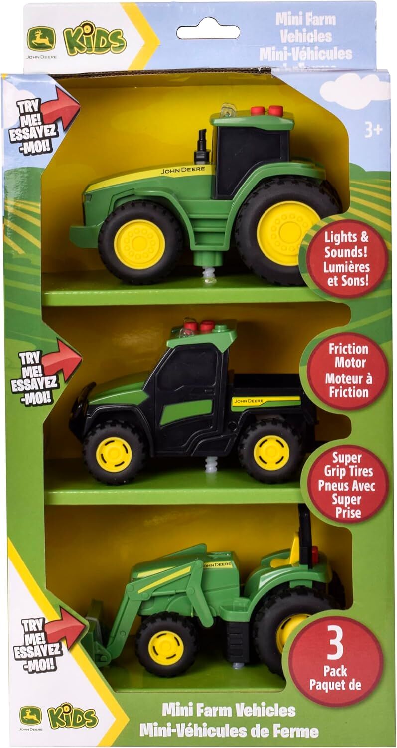 John Deere Light & Sound Mini Tractors 3pk