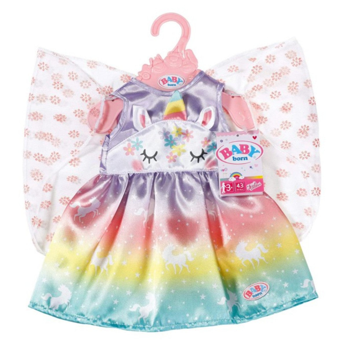 Baby Born Unicorn Rainbow Gradient Butterfly Outfit 43cm