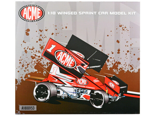 1/18 Winged Sprint Car Model Kit Primer metal frame and plastic accessories