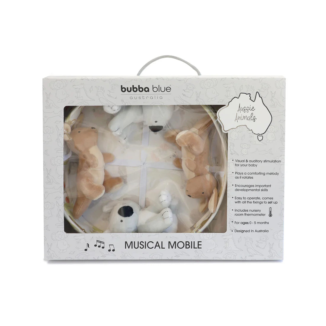 Bubba Blue Aussie Animal Oatmeal Musical Mobile