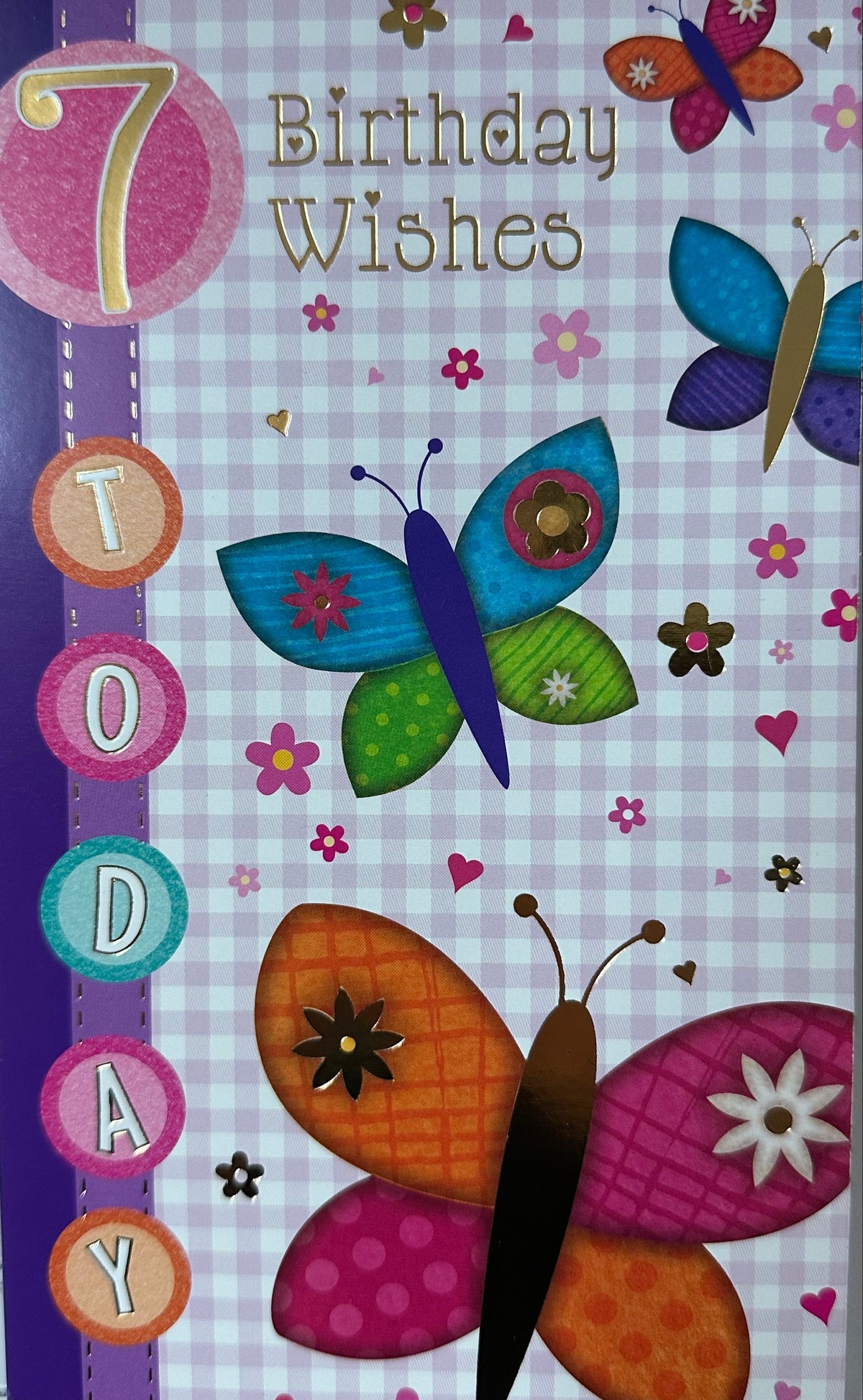 Birthday Card Age7 Girl Butterflies