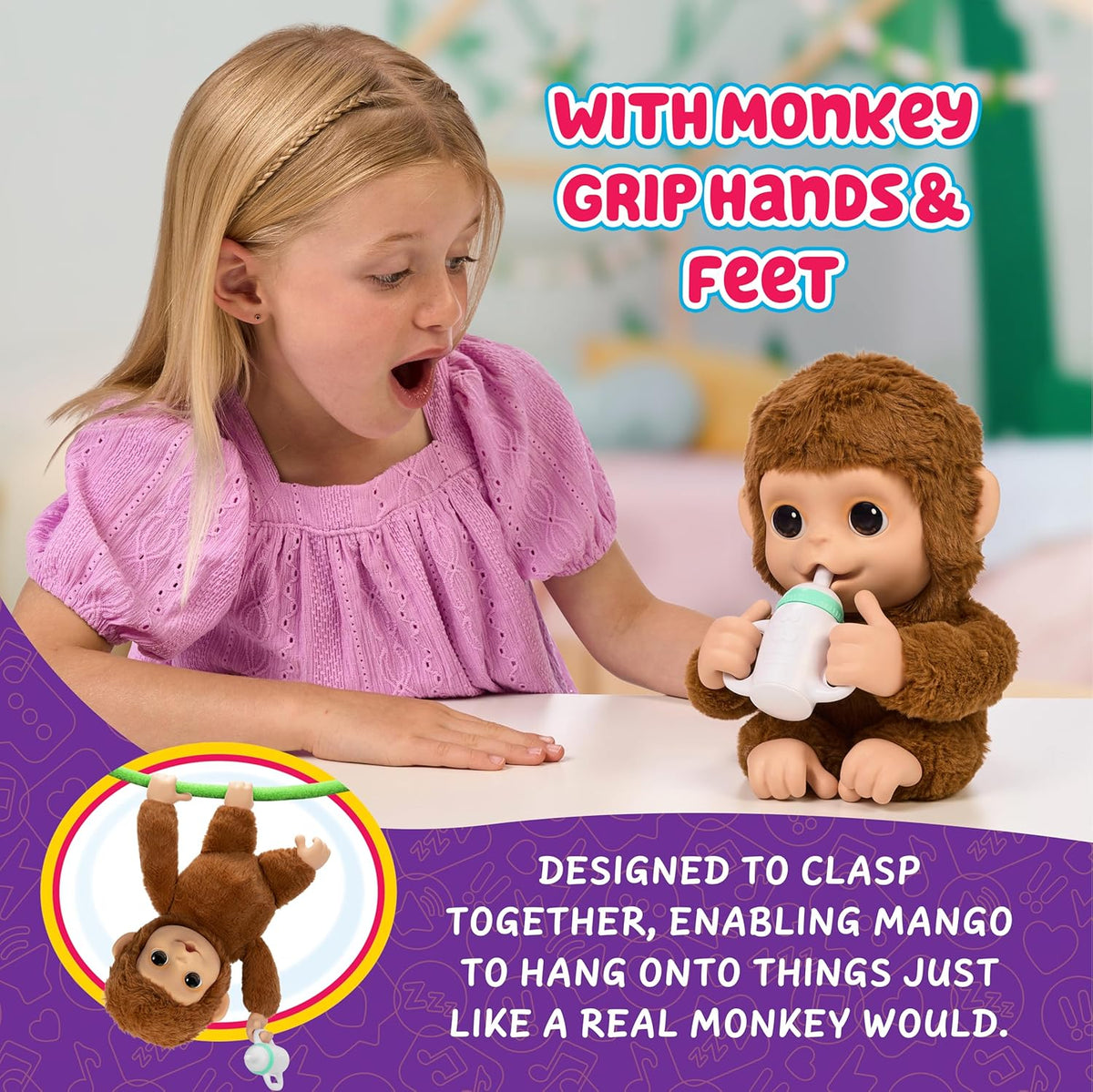 Little Live Pets Mango My Baby Monkey incl 3 x AA demo batteries