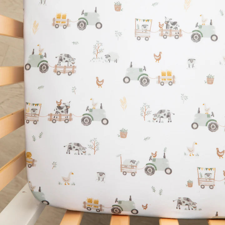Living Textiles Tractor Ride Cot Fitted Sheet 2pk