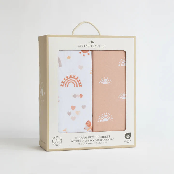 Living Textiles Bohemian Bliss Cot Fitted Sheet 2pk