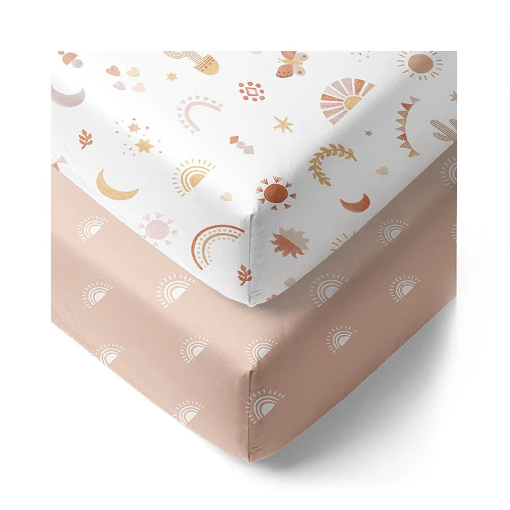 Living Textiles Bohemian Bliss Cot Fitted Sheet 2pk