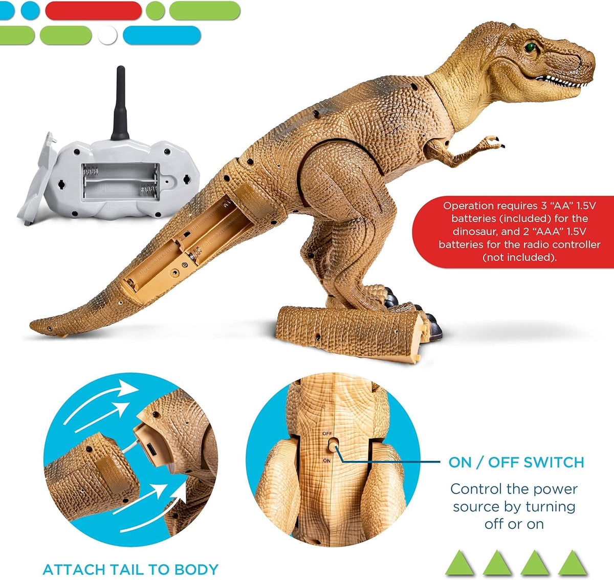 Discovery Toy RC T-Rex Dinosaur req 2 AAA, 3 AA batteries