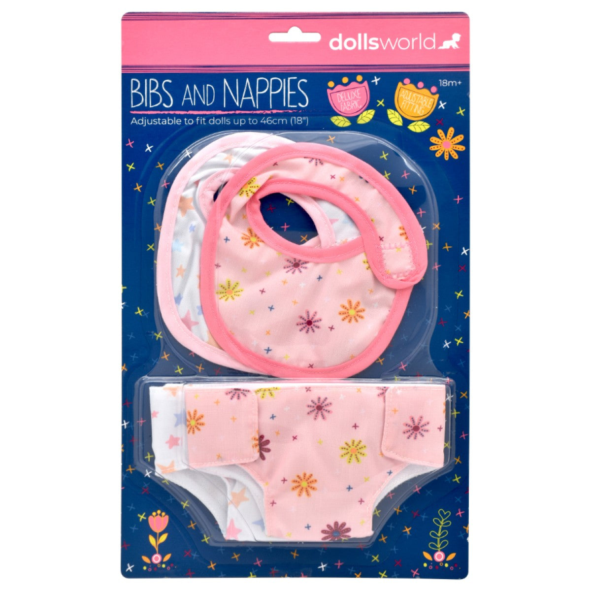 Dolls World Bibs and Nappies Pack