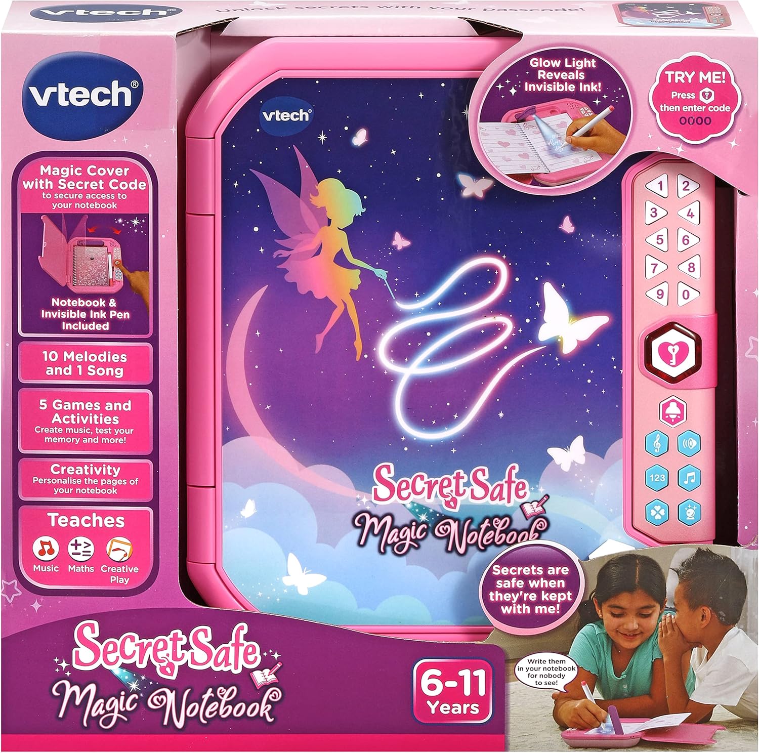 Vtech Secret Safe Magic Notebook Pink Req 3x AA batteries