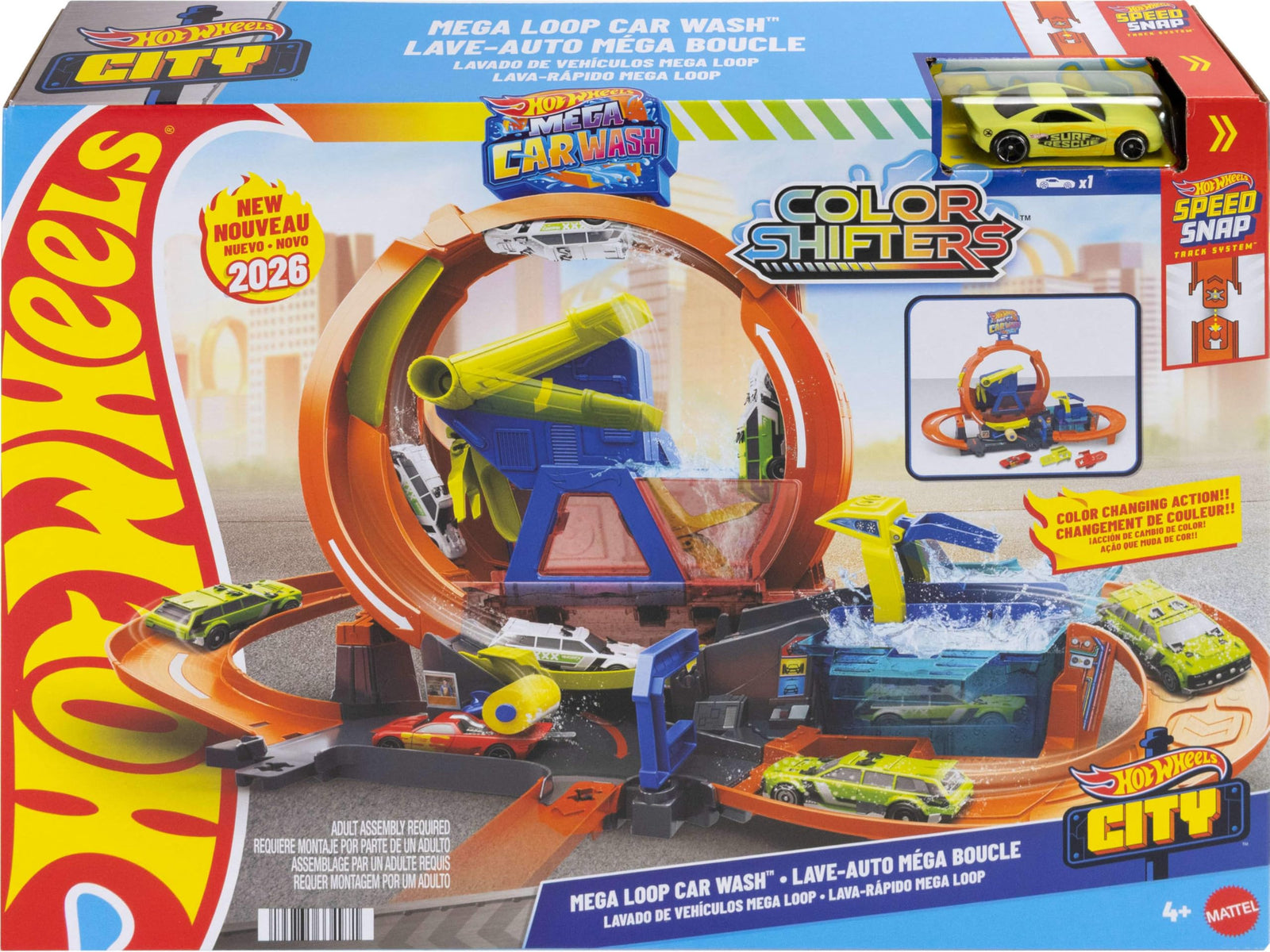 Hot Wheels Colour Shifters Mega Loop Car Wash Playset
