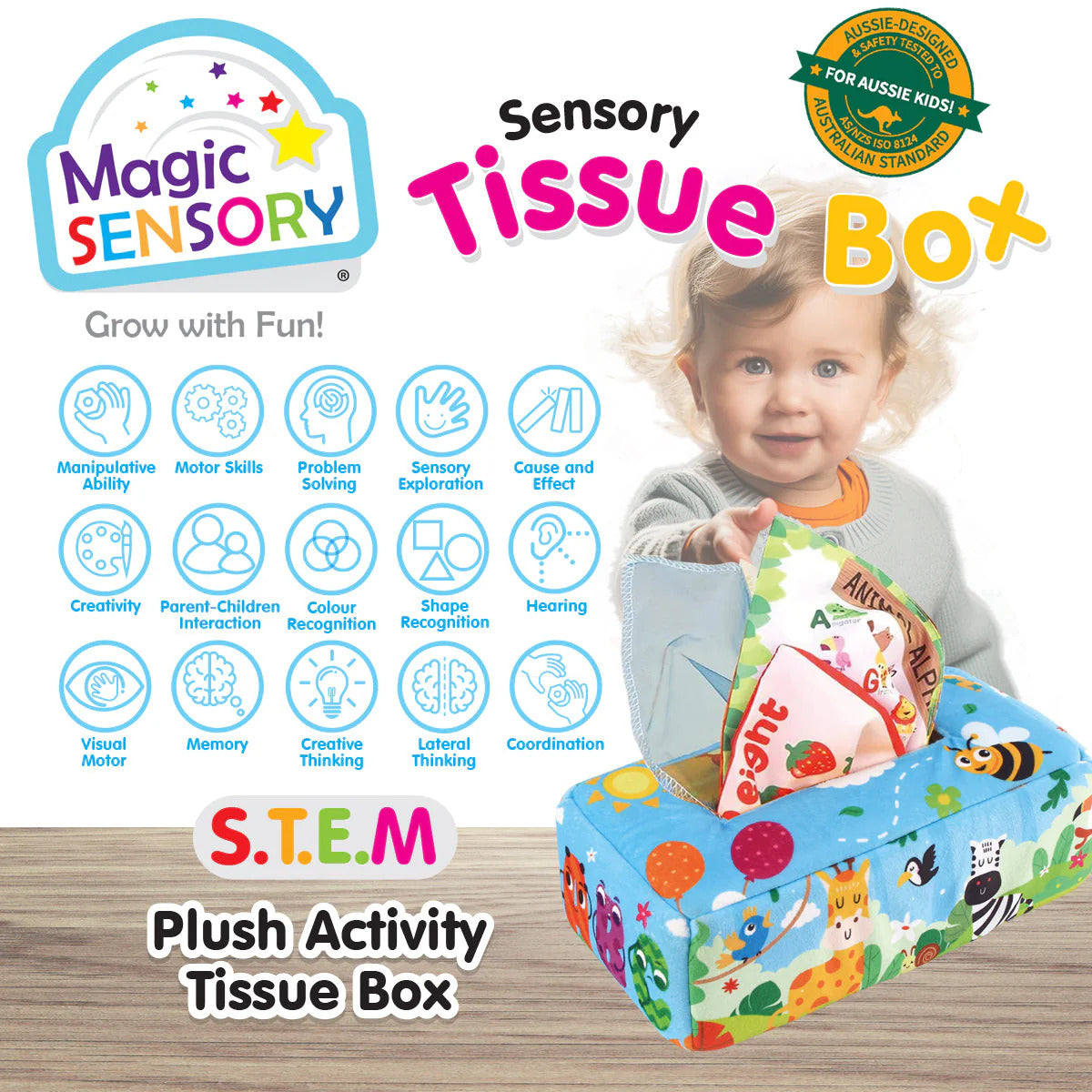 Magic Sensory Plush Activity Tissue Box