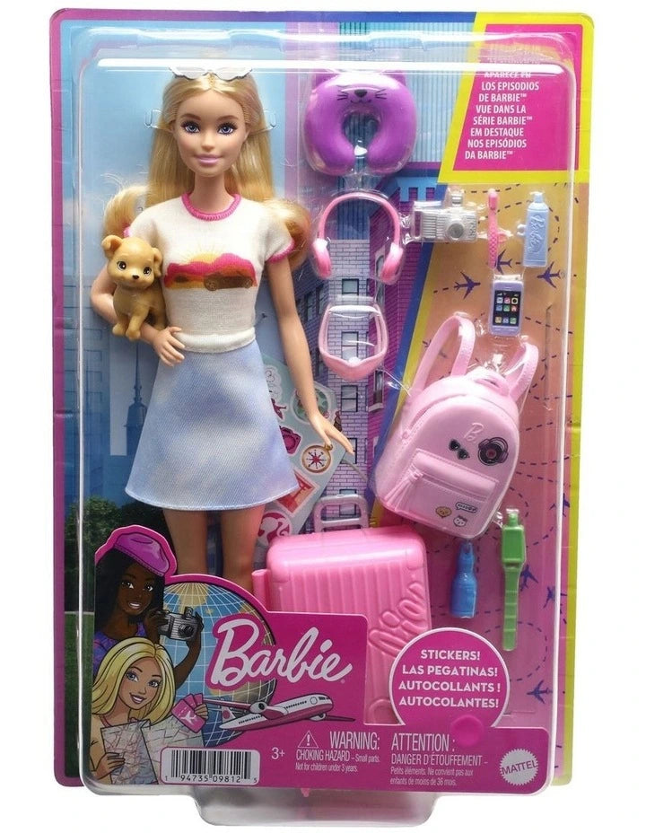 Barbie Doll and Accessories Travel Set with Puppy