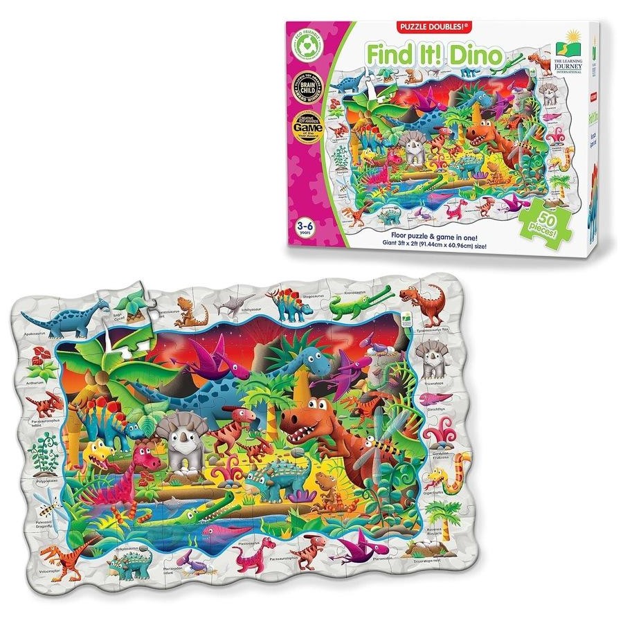 Puzzle Doubles Find It! Dinosaur 50pc Puzzle and Game