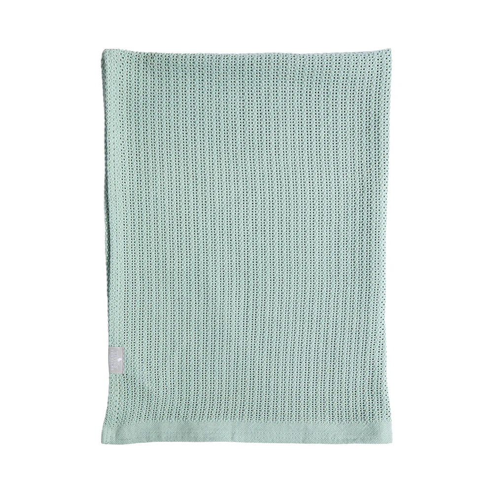 Living Textiles Cotton Bassinet Cellular Blanket 75 x 100cm - Sage