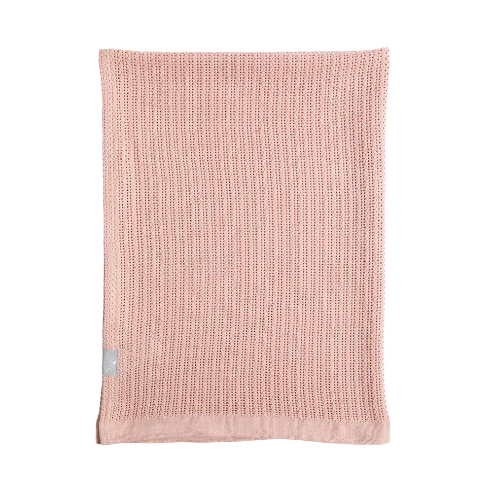 Living Textiles Cotton Bassinet Cellular Blanket 75 x 100cm - Dusty Pink